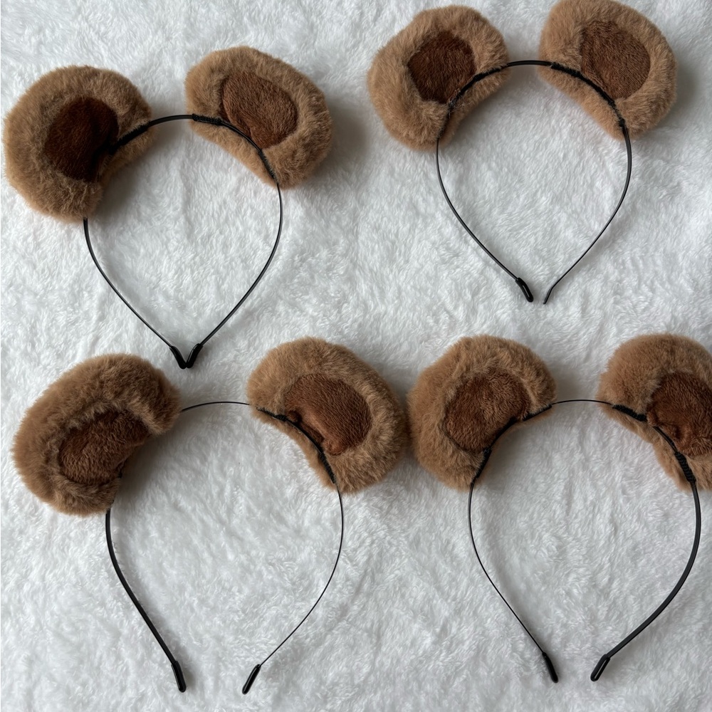 Plush Brown Bear Ear Headbands